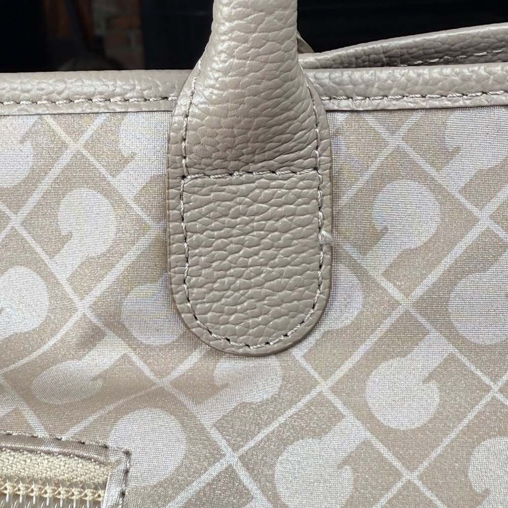 Gherardini Cream & Taupe Softy Tote Bag with Leather Trim and Handles. NWOT - Picture 6 of 14